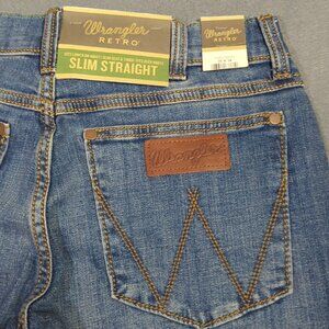 Wrangler Jeans Men's 30x34 Blue Retro Slim Straight Western Denim Rodeo NWT